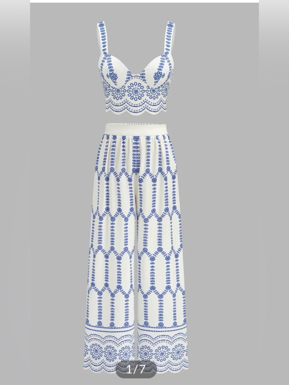 Commense Printed Cami Top & Wide Leg Pants Set